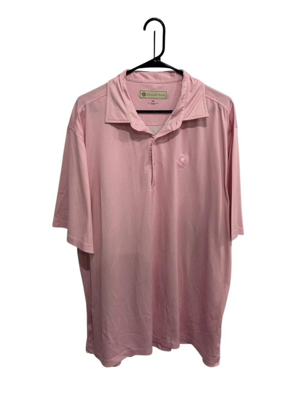 Donald Ross XXL Pink Fine Stripe Golf Polo Shirt Palm Tree Logo Minimalist Retro